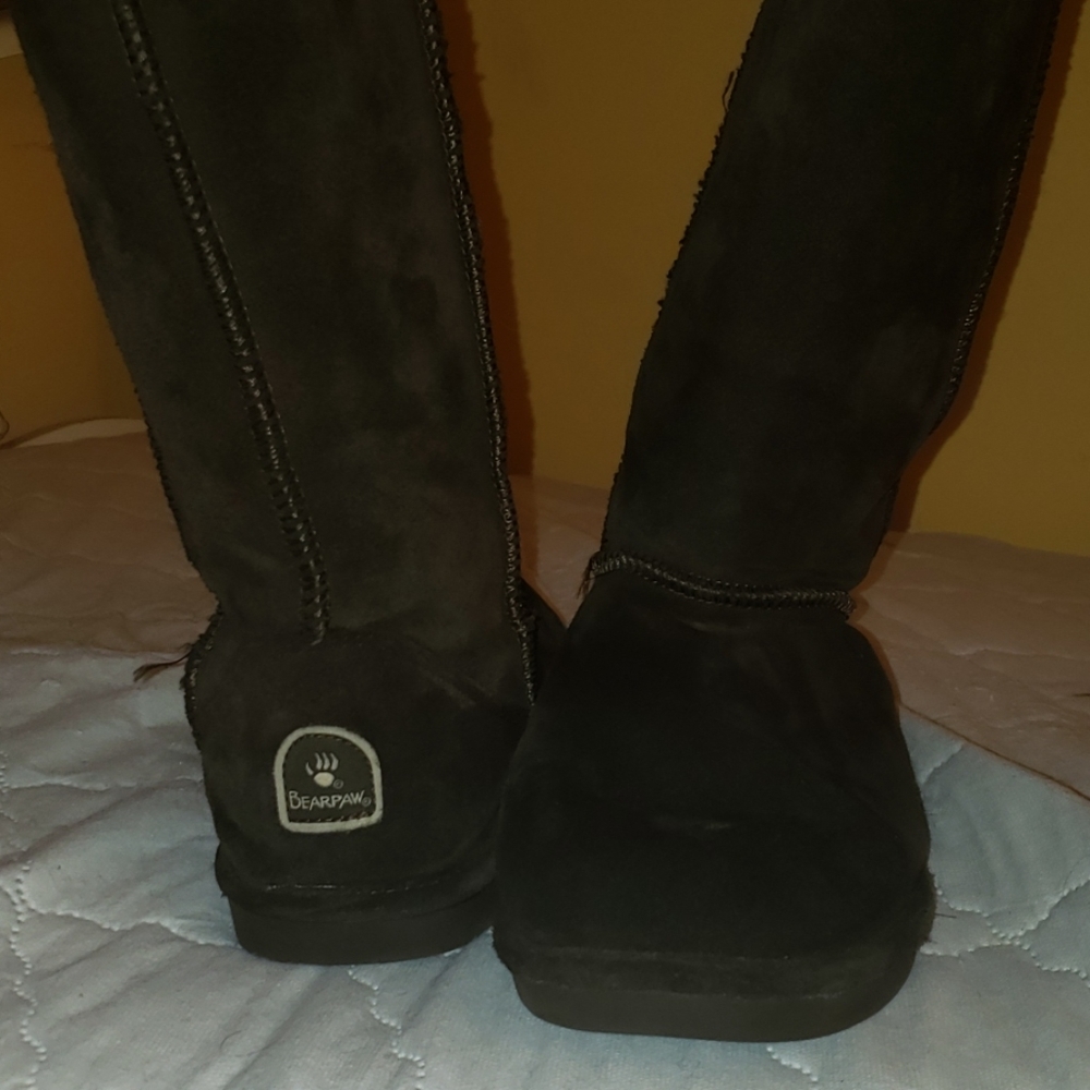 Brown calf high boots